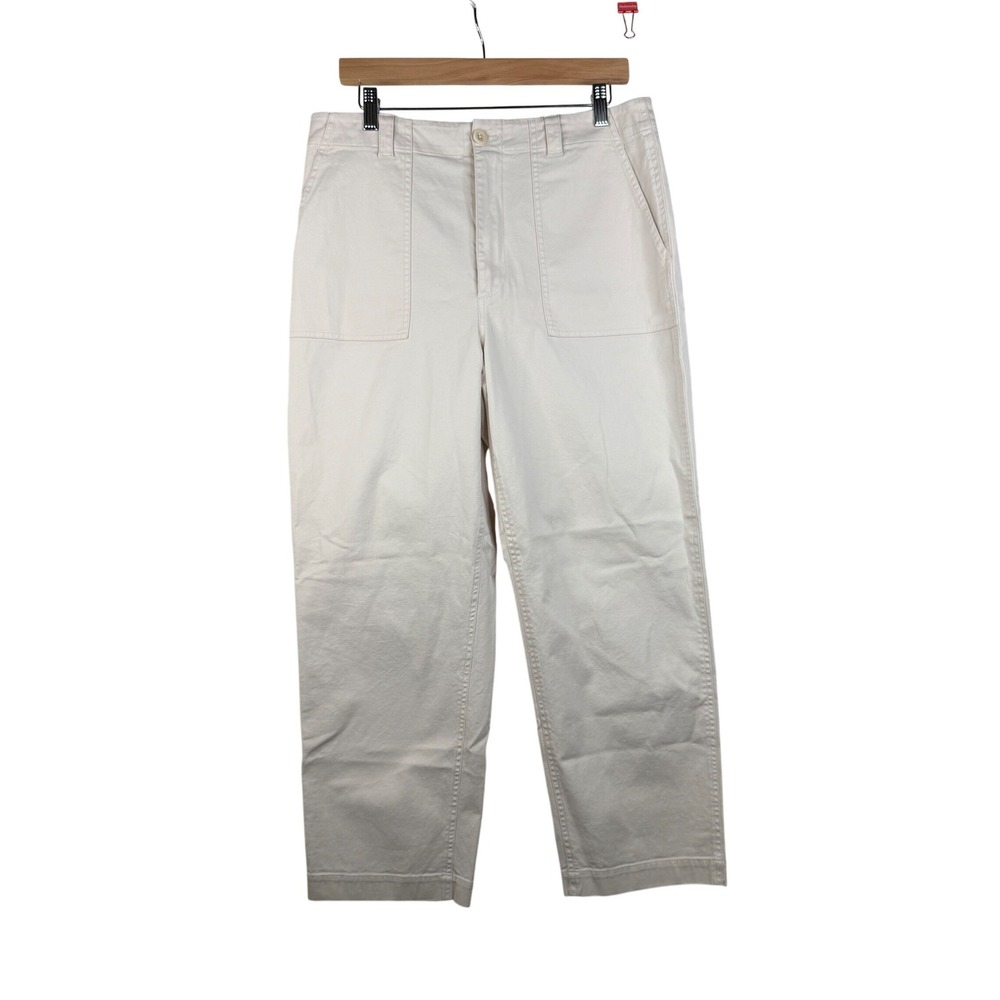 Jenni Kayne Ranger Italian Cotton Twill Cropped Trousers size 12 Cream